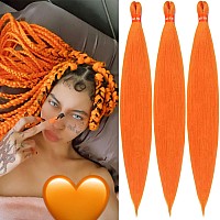 Orange Pre Stretched Braiding Hair 30 Inch Kanekalon Box Braid Hair Extensions 3 Packs Yaki Texture Pre Feathered Braids Hair Ea