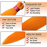 Orange Pre Stretched Braiding Hair 30 Inch Kanekalon Box Braid Hair Extensions 3 Packs Yaki Texture Pre Feathered Braids Hair Ea