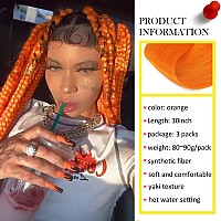 Orange Pre Stretched Braiding Hair 30 Inch Kanekalon Box Braid Hair Extensions 3 Packs Yaki Texture Pre Feathered Braids Hair Ea