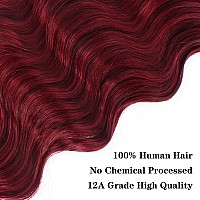 Loose Wave Bundles With Closure Burgundy Color Human Hair Loose Deep Wave 12A Brazilian Virgin Hair 3 Bundles With 4X4 Lace Clos