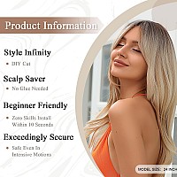 Allbell Blonde Wig For Women Long Straight Layered Wig With Bangs Ombre Blonde Synthetic Hair With Highlight