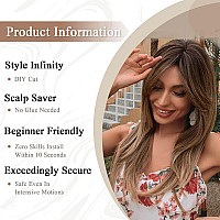 Allbell Ombre Brown Wig For Women Long Straight Wig With Bangs Natural Heat Resistant Synthetic Hair Wig With Layers For Daily P