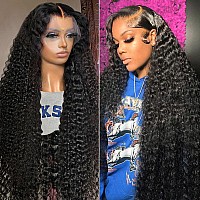 Blacross 13X6 Deep Wave Lace Front Wigs Human Hair 180 Density Deep Part Curly Lace Front Wigs Human Hair Pre Plucked Glueless T