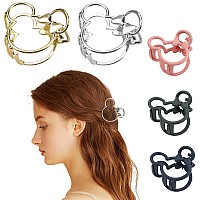 5Pcs Vintage Metal Abs Resin Hair Claw Clips Hollow Nonslip Hair Accessories For Women And Girls Mouse Ears Theme