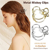 5Pcs Vintage Metal Abs Resin Hair Claw Clips Hollow Nonslip Hair Accessories For Women And Girls Mouse Ears Theme