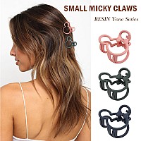 5Pcs Vintage Metal Abs Resin Hair Claw Clips Hollow Nonslip Hair Accessories For Women And Girls Mouse Ears Theme