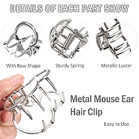 5Pcs Vintage Metal Abs Resin Hair Claw Clips Hollow Nonslip Hair Accessories For Women And Girls Mouse Ears Theme