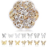 50Pcs Gold Butterfly Nail Charms 3D Luxury Butterfly Charms Nail Gems Gold Silver Nail Butterfly Charms Diamond Shiny Nail Rhine