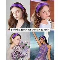 Wecoe Dark Purple Headband 16 Inch Wide Silk Satin Headband Women Non Slip Fashion Plain Head Band Solid Hair Band Diy Holiday