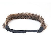 Toecwegr Synthetic Hair Braided Headband Classic Wide Strands Wedding Disorderly Fluffy Braids Wig Band Women Beauty Accessory