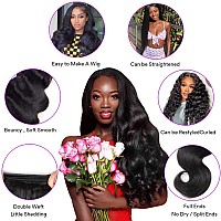 Yifute Human Hair Bundles Body Wave 4 Bundles 24 22 20 18 Inches 100 Brazilian Unprocessed Body Wavy Bundles Human Hair10A Na