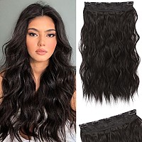 Reecho Clip In Hair Extensions 20 One Piece Hair Extension Clip In Wefts Long Thick Beach Wavy Natural Soft Synthetic Hairpi