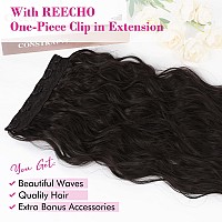 Reecho Clip In Hair Extensions 20 One Piece Hair Extension Clip In Wefts Long Thick Beach Wavy Natural Soft Synthetic Hairpi