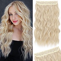 Reecho Blonde Hair Extensions 20 Single Piece Clip In Hair Extensions Thick Long Beach Wavy Natural Soft Synthetic Hairpiece