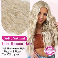 Reecho Blonde Hair Extensions 20 Single Piece Clip In Hair Extensions Thick Long Beach Wavy Natural Soft Synthetic Hairpiece