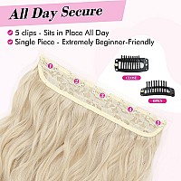 Reecho Blonde Hair Extensions 20 Single Piece Clip In Hair Extensions Thick Long Beach Wavy Natural Soft Synthetic Hairpiece