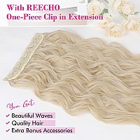 Reecho Blonde Hair Extensions 20 Single Piece Clip In Hair Extensions Thick Long Beach Wavy Natural Soft Synthetic Hairpiece