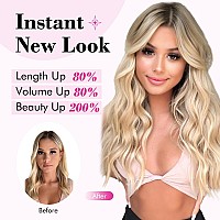 Reecho Blonde Hair Extensions 20 Single Piece Clip In Hair Extensions Thick Long Beach Wavy Natural Soft Synthetic Hairpiece