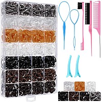 Neutral Colors Rubber Bands With Hair Styling Tools 1500 Pcs Elastic Ties For Baby Toddler Hair Accessories Gift Stocking Stu