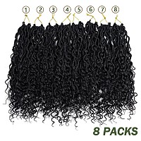 Lmzim 14 Inch Goddess Locs Crochet Hair 8 Packs Faux Locs Crochet Hair For Women Pre Looped Hippie Locs Crochet Hair With Curly