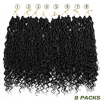 Lmzim 14 Inch Goddess Locs Crochet Hair 8 Packs Hippie Locs Crochet Hair Pre Looped Faux Locs Crochet Hair For Black Women 1B27