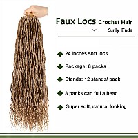 8 Packs Faux Locs Crochet Hair Curly Ends 24 Inch Soft Locs Crochet Braids Boho Crochet Goddess Locs Hair For Women 24Inchpack