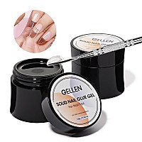 Gellen 2Pcs Solid Nail Gel Glue Set For Soft Gel Nail Tips 15Gpc Clear Acrylic Nail Tip Solid Gel Glue For Diy Nail Art Solid