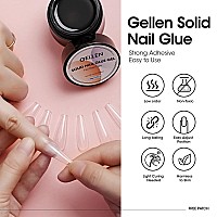 Gellen 2Pcs Solid Nail Gel Glue Set For Soft Gel Nail Tips 15Gpc Clear Acrylic Nail Tip Solid Gel Glue For Diy Nail Art Solid