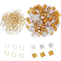 200 Pcs Dreadlocks Beads And 200 Pcs Hair Braid Rings Hair Braiding Metal Cuffs Decoration Accessories Jewelry Silver And Gold