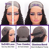 Omswet Glueless Curly Wigs Human Hair Pre Plucked Curly Bob Wig Human Hair 5X5 Hd Lace Closure Wigs Human Hair Wigs For Women Bl