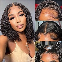 Omswet Deep Wave Bob Wig Human Hair Hd Lace Front Wigs For Black Women Human Hair Glueless Invisible Lace Wigs Human Hair Pre Pl