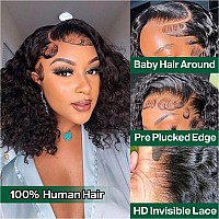 Omswet Deep Wave Bob Wig Human Hair Hd Lace Front Wigs For Black Women Human Hair Glueless Invisible Lace Wigs Human Hair Pre Pl