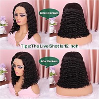 Omswet Deep Wave Bob Wig Human Hair Hd Lace Front Wigs For Black Women Human Hair Glueless Invisible Lace Wigs Human Hair Pre Pl