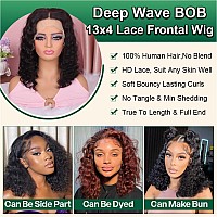 Omswet Deep Wave Bob Wig Human Hair Hd Lace Front Wigs For Black Women Human Hair Glueless Invisible Lace Wigs Human Hair Pre Pl