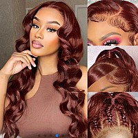 32Inch Reddish Brown Body Wave Lace Front Wigs Human Hair 13X6 Anburn Colored Hd Lace Front Wigs Human Hair 220 Density Glueless