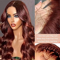 32Inch Reddish Brown Body Wave Lace Front Wigs Human Hair 13X6 Anburn Colored Hd Lace Front Wigs Human Hair 220 Density Glueless