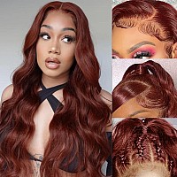 30Inch Reddish Brown Lace Front Wigs Human Hair Pre Plucked 13X6 Body Wave Auburn Colored Lace Frontal Wigs Human Hair Glueless