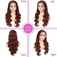 Reddish Brown Wigs Human Hair Body Wave 13X6 Hd Auburn Colored Lace Frontal Wig Human Hair Pre Plucked 220 Density Brazlian Virg