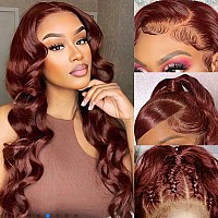 220 Density Reddish Brown Lace Front Wigs Human Hair 13X6 Lace Front Wigs Human Hair Pre Plucked Body Wave Glueless Wigs Human H