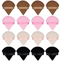 Flytianmy 16Pcs Triangle Powder Puffs Face Makeup Puff For Body Loose Powder Beauty Makeup Tool Blacknudepinkbrown