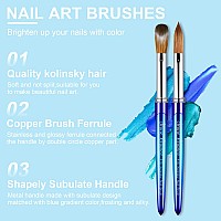 Shine Chance Acrylic Nail Brush Size 16 100 Pure Kolinsky 3D Art Nail Brush With Gradient Blue Handle Art Design Powder Nail