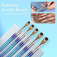 Shine Chance Acrylic Nail Brush Size 16 100 Pure Kolinsky 3D Art Nail Brush With Gradient Blue Handle Art Design Powder Nail