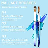 Shine Chance Acrylic Nail Brush Size 10 100 Pure Kolinsky 3D Art Nail Brush With Gradient Blue Handle Art Design Powder Nail