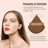 Flytianmy 9Pcs Triangle Powder Puffs Face Makeup Puff For Body Loose Powder Beauty Makeup Tool Brown