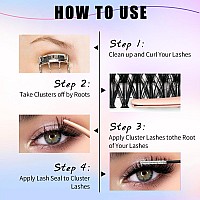 Lash Extension Kit 50D Fluffy Cluster Eyelash Extensions Kit 300 Pcs Diy Individual Lashes Kit With Lash Bond And Seal And Lashe