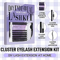 Diy Lash Extension Kit Lash Clusters Thin Band Matte Black Cd Curl Individual Lashes Strong Hold Waterproof Lash Bond And Seal