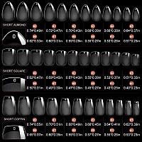 Krofaue 3 Styles Short Nail Tips Kit 720Pcs Gel X Nail Tips Half Matte Coffin Nails Almond Nails Square Fake Nails Full Cover