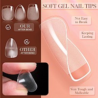 Krofaue 3 Styles Short Nail Tips Kit 720Pcs Gel X Nail Tips Half Matte Coffin Nails Almond Nails Square Fake Nails Full Cover