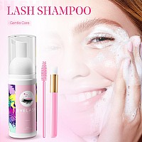 Setgnur Lash Shampoo For Lash Extensions 60Ml Eyelash Extension Cleanser Lash Shampoo Cleaning Kit With Shampoo Brush Mascara