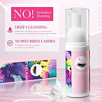 Setgnur Lash Shampoo For Lash Extensions 60Ml Eyelash Extension Cleanser Lash Shampoo Cleaning Kit With Shampoo Brush Mascara